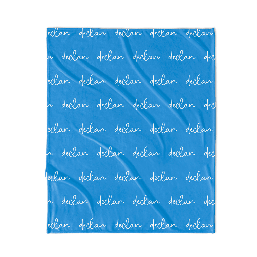 PERSONALIZED NAME BLANKET - SCRIPT FONT - TROPICAL SKY BLUE