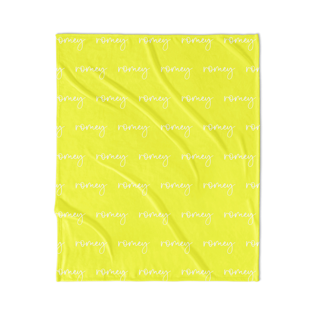 PERSONALIZED NAME BLANKET - SCRIPT FONT - TROPICAL PINEAPPLE