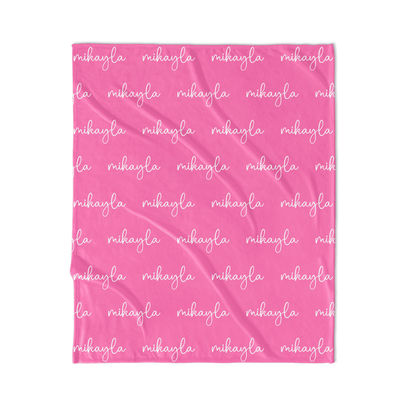 PERSONALIZED NAME BLANKET - SCRIPT FONT - TROPICAL FLAMINGO PINK