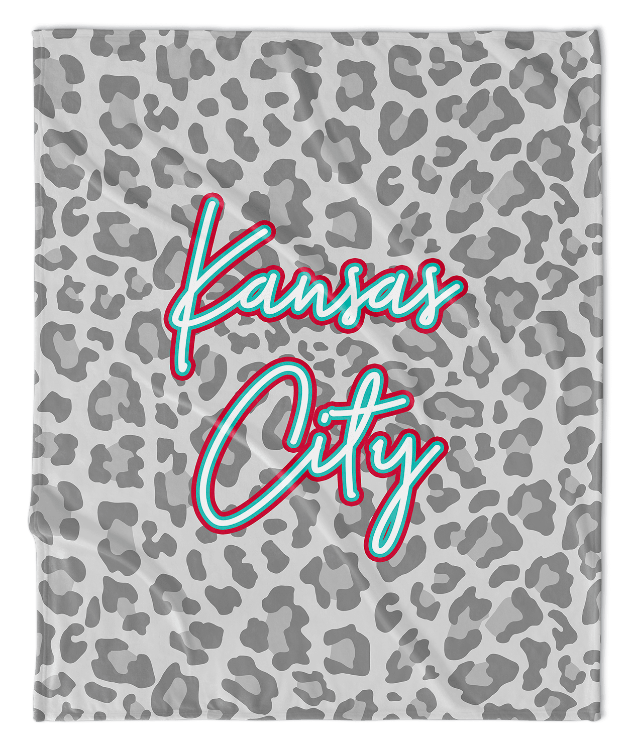 Kansas City Teal & Red Leopard Blanket