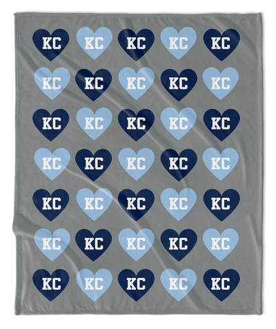 Blue & White KC Hearts Blanket