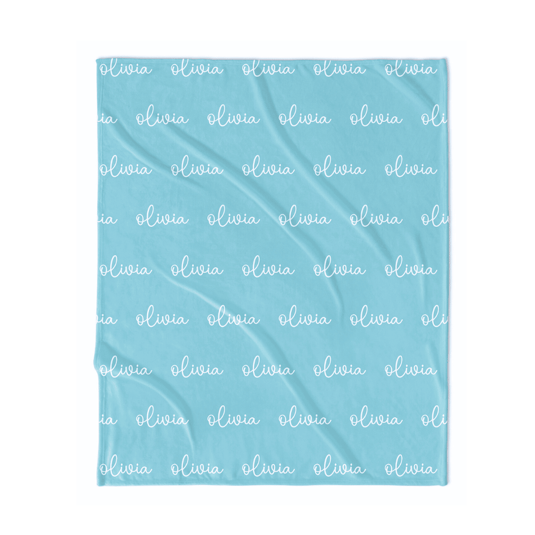PERSONALIZED NAME BLANKET - SCRIPT FONT - TROPICAL BLUE
