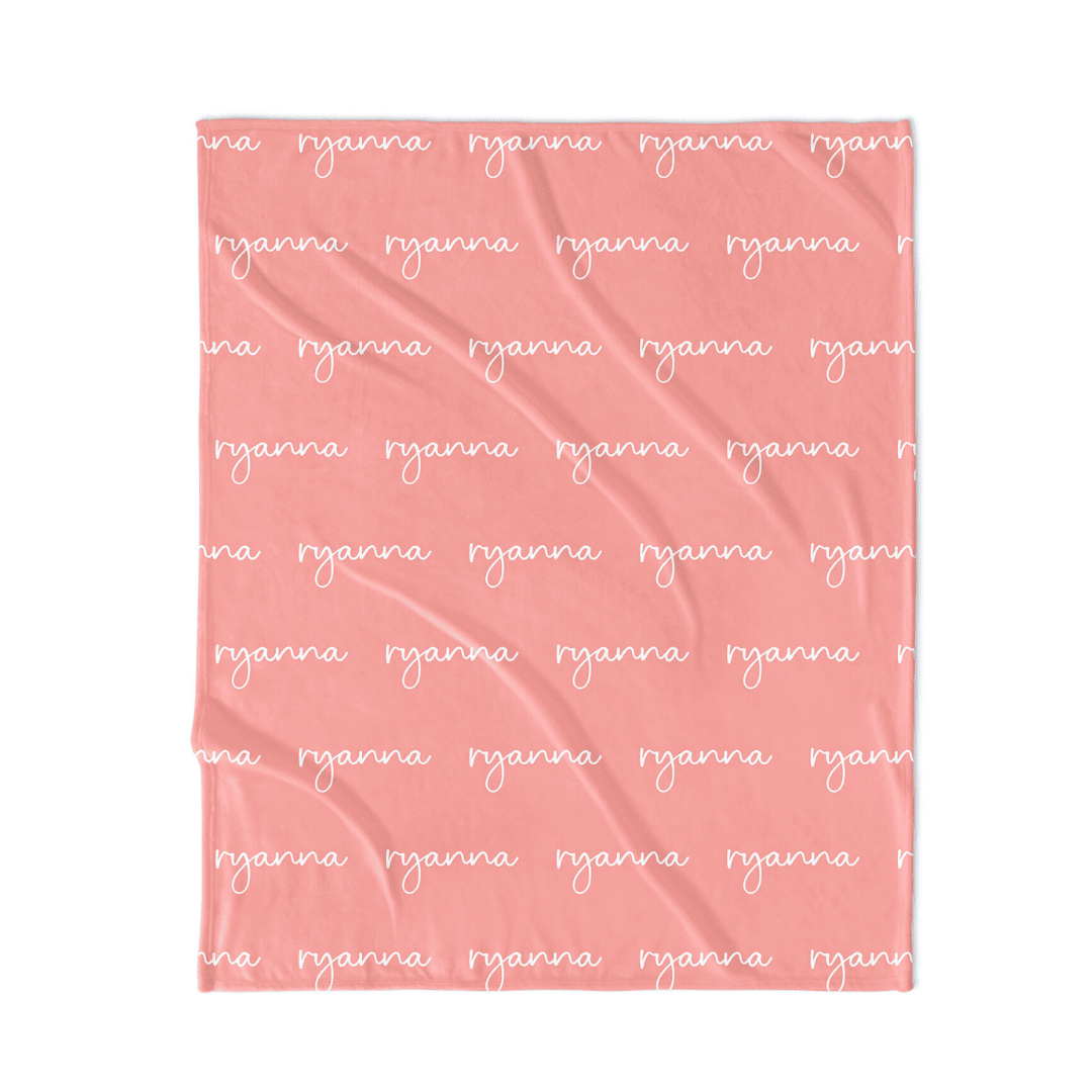 PERSONALIZED NAME BLANKET - SCRIPT FONT - TROPICAL CORAL REEF