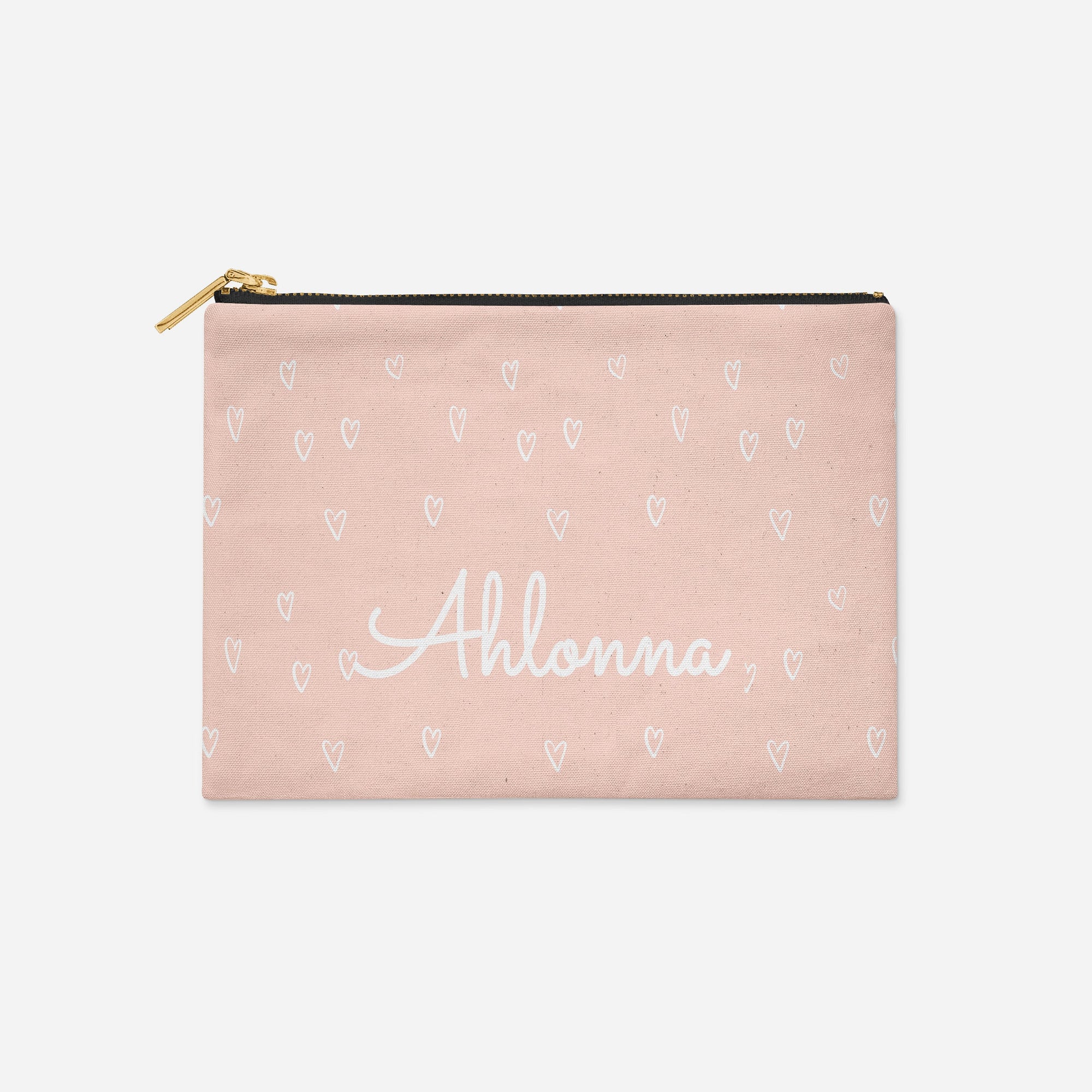 PERSONALIZED ACCESSORY BAG FLAT – SIMPLE HEARTS BLUSH