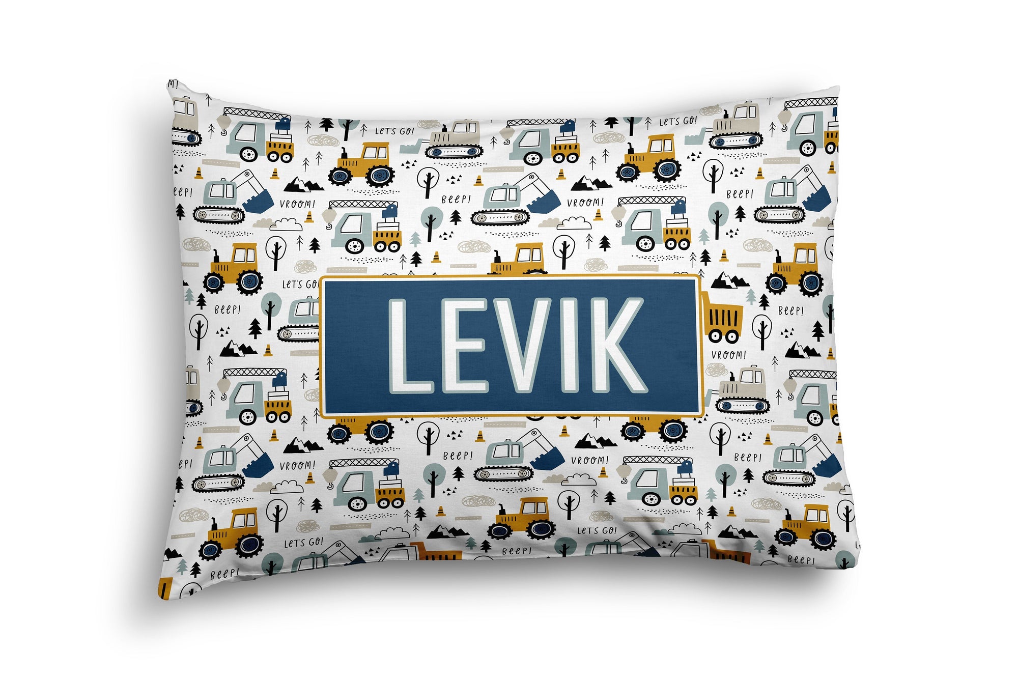 CONSTRUCTION AHEAD-WHITE PERSONALIZED PILLOW SHAM