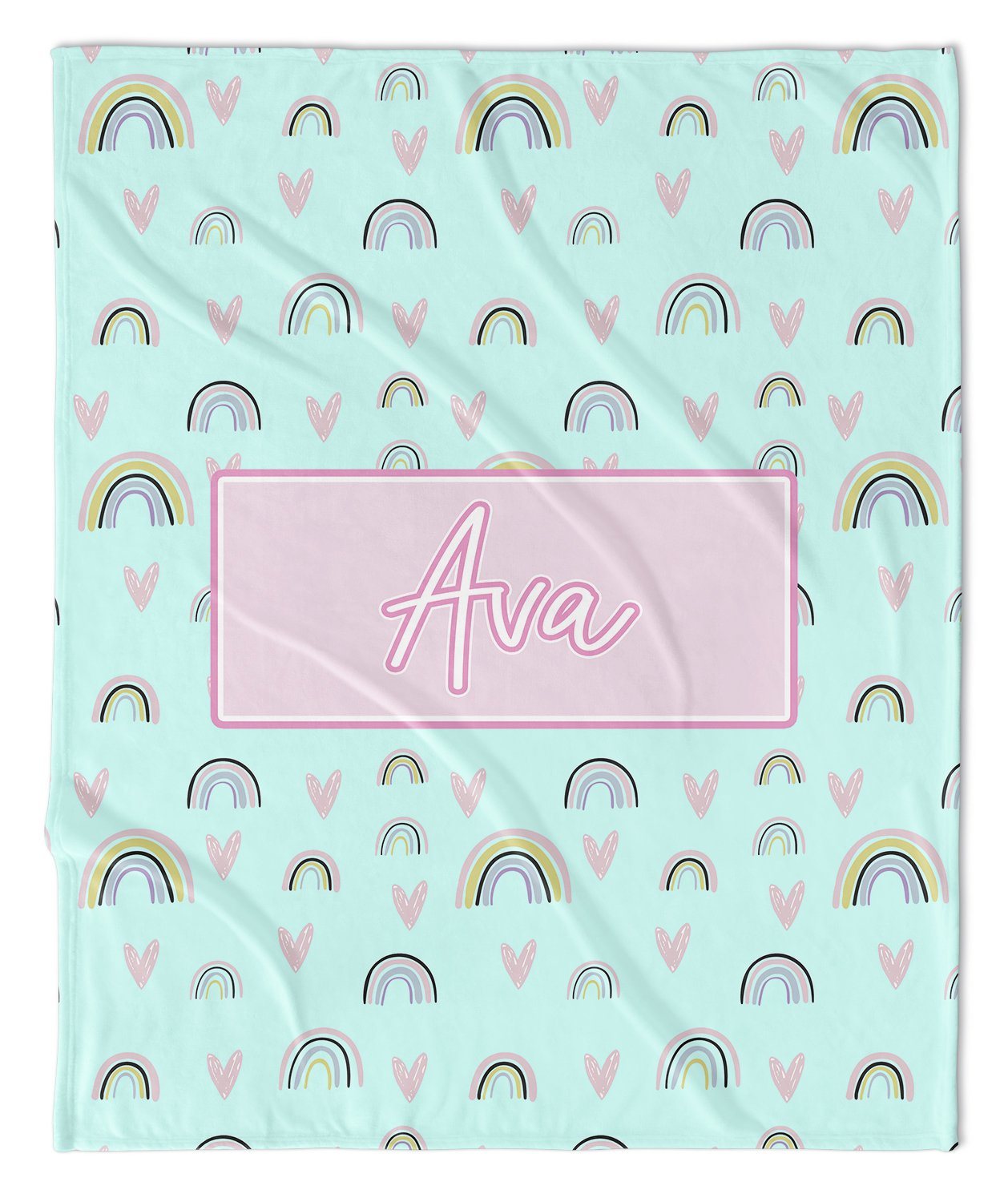 MINT RAINBOW MODERN PERSONALIZED NAME BLANKET