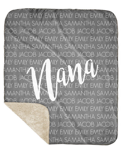 SHERPA BACK FAMILY NAMES PERSONALIZED THROW BLANKET