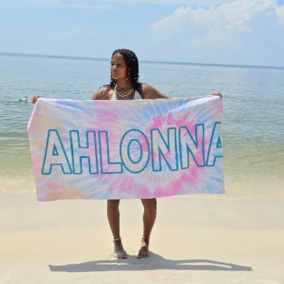 PASTEL TIE-DYE SWIRL PERSONALIZED PREMIUM TOWEL