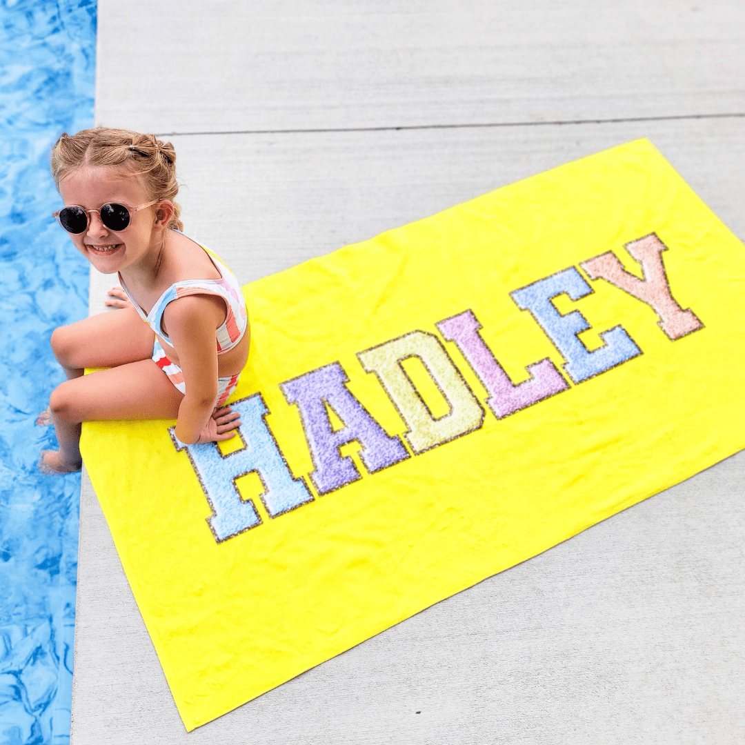 Personalized Beach Towel - Custom Name Towel, 28x58 Inches, 75% Cotton 25% Polyester, Fully Hemmed - View #4