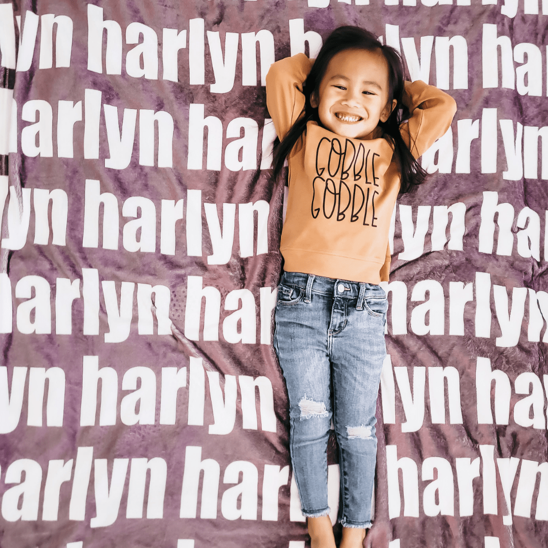 PERSONALIZED NAME BLANKET - BOLD FONT - PLUM