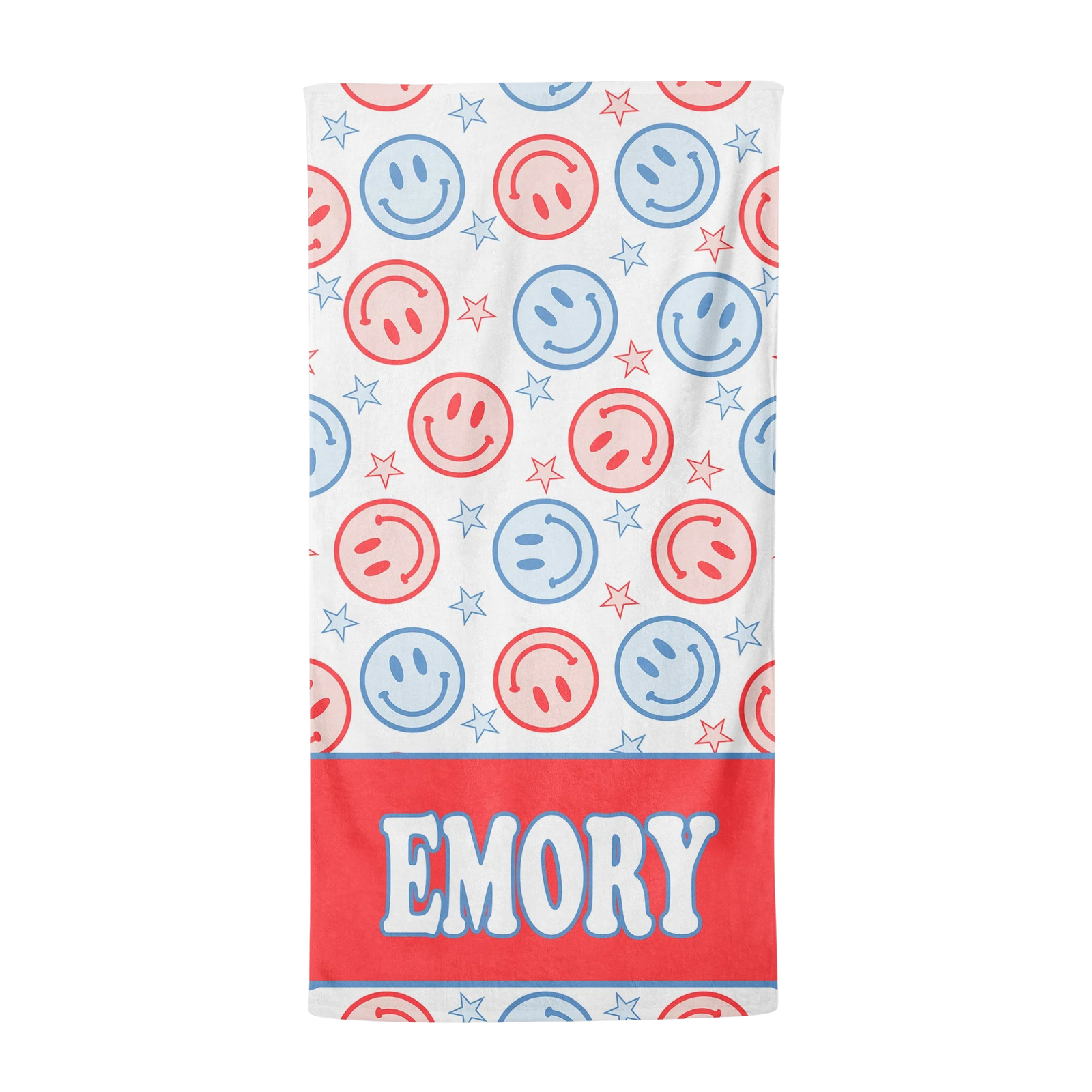 PERSONALIZED RED WHITE AND BLUE SMILES PREMIUM TOWEL