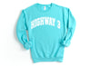 Highway 3 Graphic Crewneck Sweatshirt - Scuba Blue