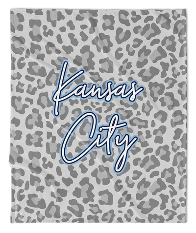 Kansas City Blue Leopard Blanket