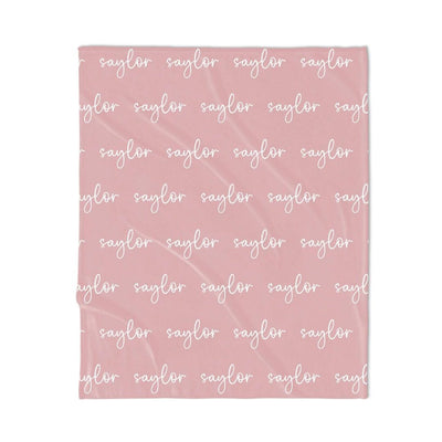 PERSONALIZED NAME BLANKET - SCRIPT - BLUSH PINK