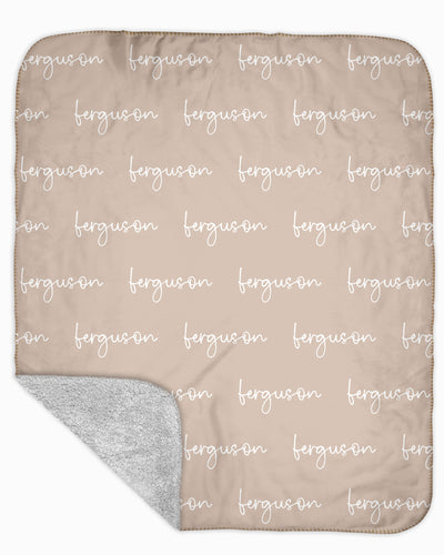 Sherpa Back Personalized Name Blanket - Script (COZY CAFE COLOR OPTIONS)