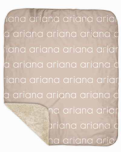Sherpa Back Personalized Name Blanket - Light  (COZY CAFE COLOR OPTIONS)