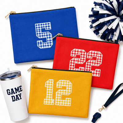 NEW GAME DAY COLLECTION - GINGHAM NUMBER ACCESSORY BAG