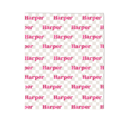 CHECKERED NAME PERSONALIZED BLANKET- DESIGN 1