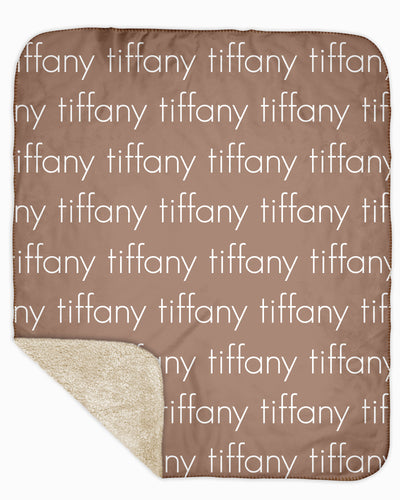Sherpa Back Personalized Name Blanket - Light  (COZY CAFE COLOR OPTIONS)