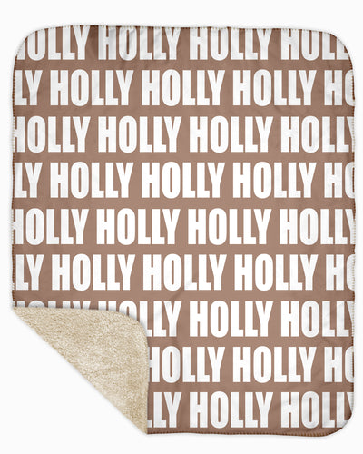 Sherpa Back Personalized Name Blanket - Bold  (COZY CAFE COLOR OPTIONS)