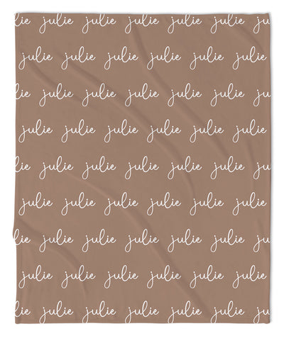 PERSONALIZED NAME BLANKET - SCRIPT (COZY CAFE COLOR OPTIONS)