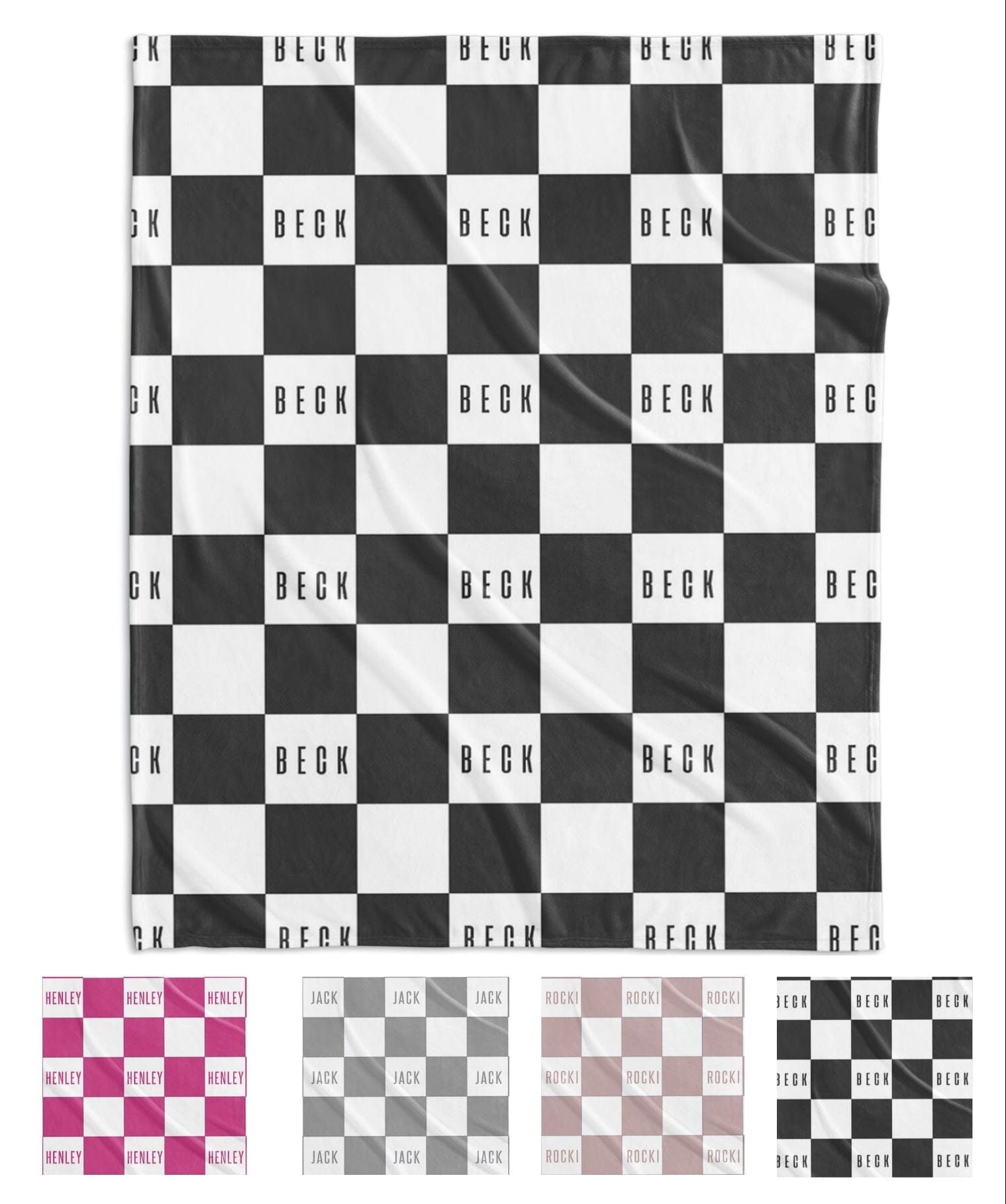 MODERN CHECKERED NAME PERSONALIZED BLANKET