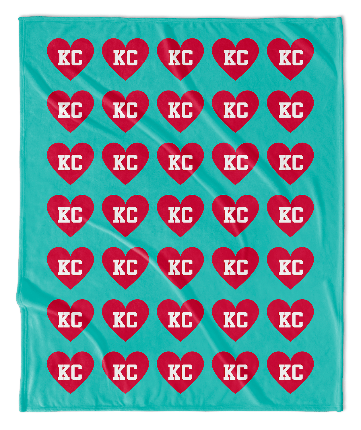 Teal & Red KC Hearts Blanket