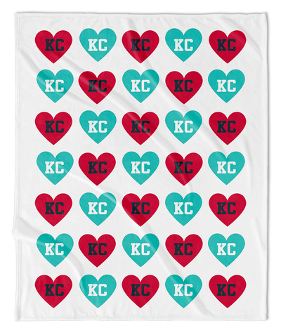 Teal & Red KC Hearts Blanket