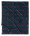 Teal & Red Cursive Kansas City Vertical Repeat Blanket