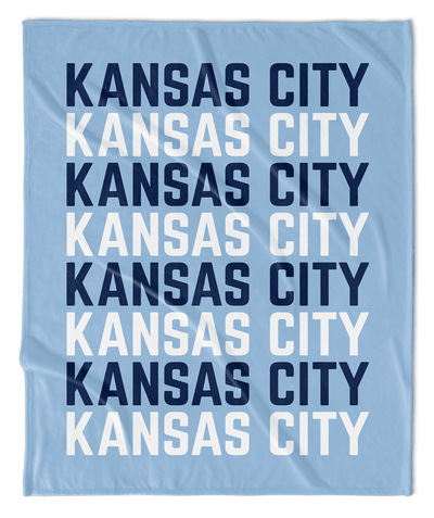 Blue & White Kansas City Vertical Repeat Blanket