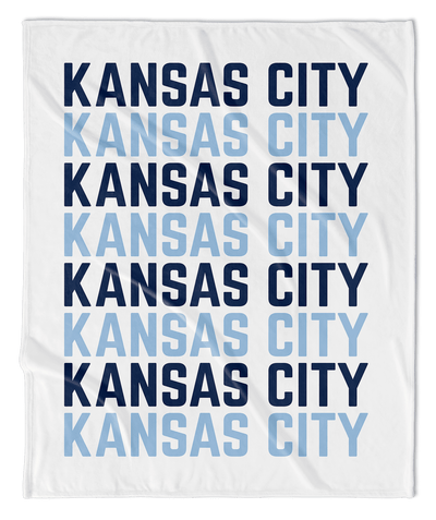 Blue & White Kansas City Vertical Repeat Blanket