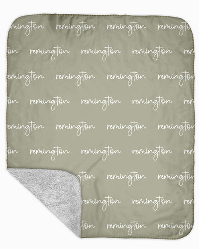 Sherpa Back Personalized Name Blanket - Script (COZY CAFE COLOR OPTIONS)
