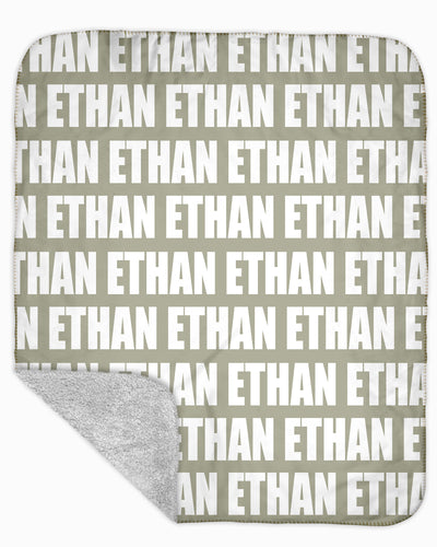 Sherpa Back Personalized Name Blanket - Bold  (COZY CAFE COLOR OPTIONS)