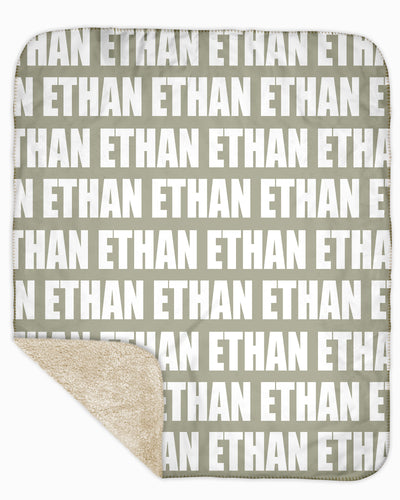 Sherpa Back Personalized Name Blanket - Bold  (COZY CAFE COLOR OPTIONS)