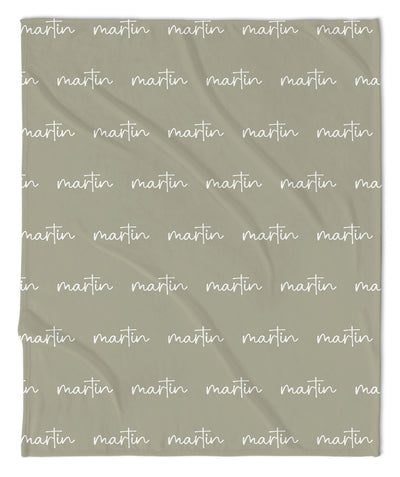 PERSONALIZED NAME BLANKET - SCRIPT (COZY CAFE COLOR OPTIONS)