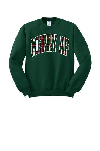 Holiday Humor Graphic Plaid Crewneck Sweatshirt