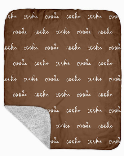 Sherpa Back Personalized Name Blanket - Script (COZY CAFE COLOR OPTIONS)