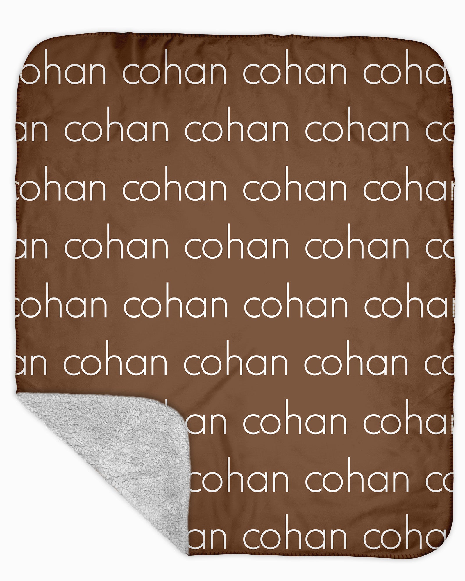Sherpa Back Personalized Name Blanket - Light  (COZY CAFE COLOR OPTIONS)
