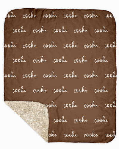 Sherpa Back Personalized Name Blanket - Script (COZY CAFE COLOR OPTIONS)