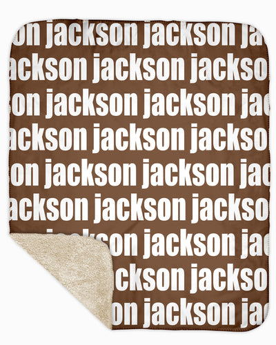 Sherpa Back Personalized Name Blanket - Bold  (COZY CAFE COLOR OPTIONS)