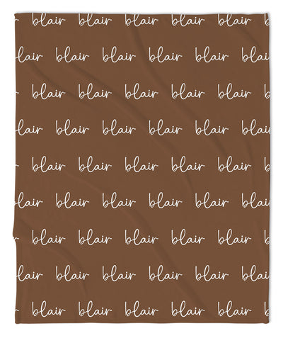 PERSONALIZED NAME BLANKET - SCRIPT (COZY CAFE COLOR OPTIONS)