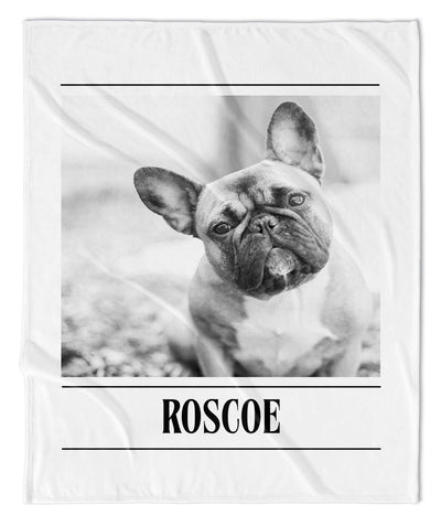 Black & White Personalized Pet Photo Blanket