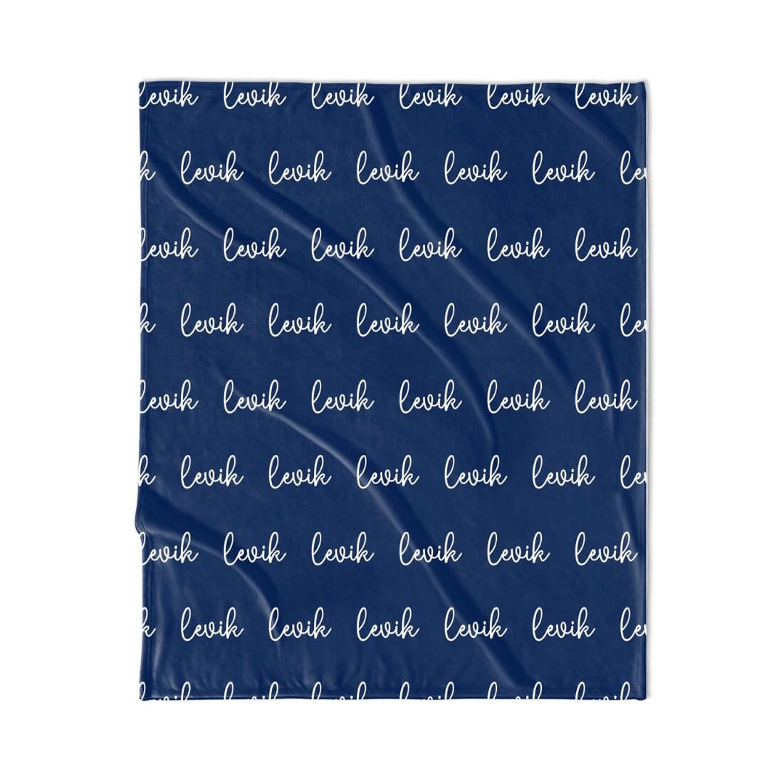 PERSONALIZED NAME BLANKET - SCRIPT - NAVY BLUE