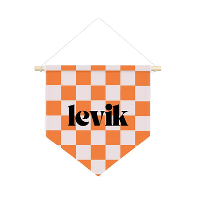 Checkered Name Pennant Shield Wall Hanging