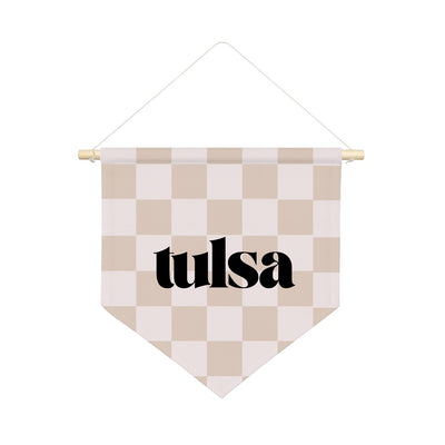 Checkered Name Pennant Shield Wall Hanging