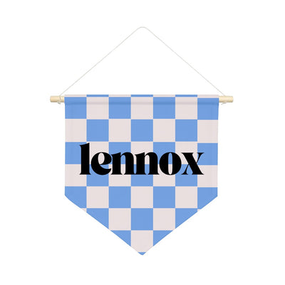 Checkered Name Pennant Shield Wall Hanging