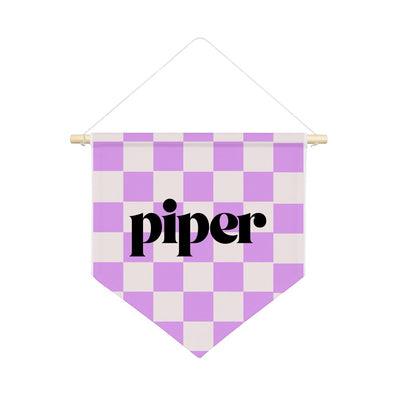 Checkered Name Pennant Shield Wall Hanging