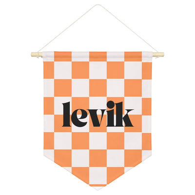 Checkered Name Pennant Shield Wall Hanging