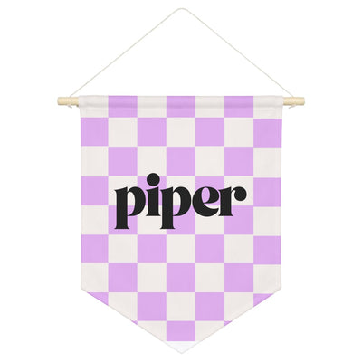 Checkered Name Pennant Shield Wall Hanging