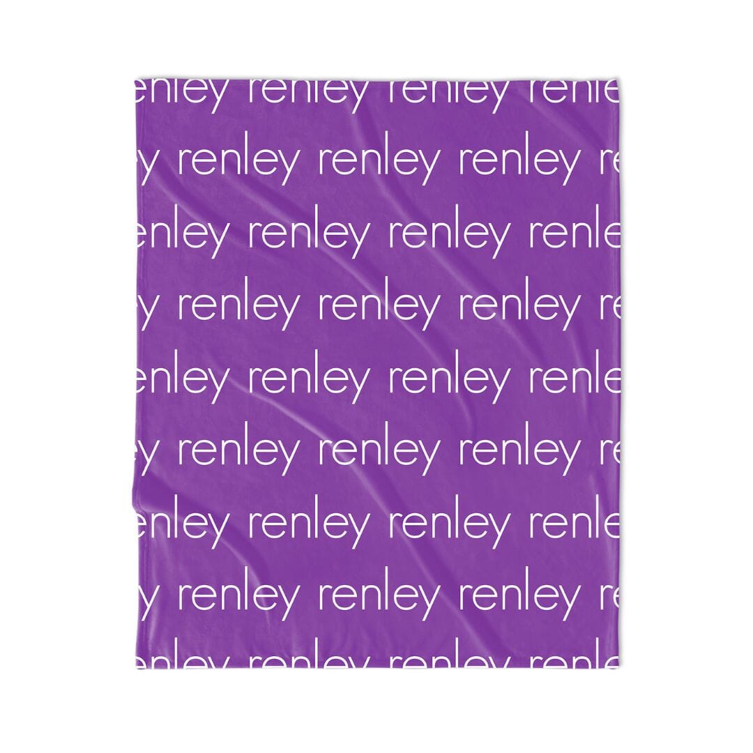 PERSONALIZED NAME BLANKET - LIGHT FONT - PURPLE